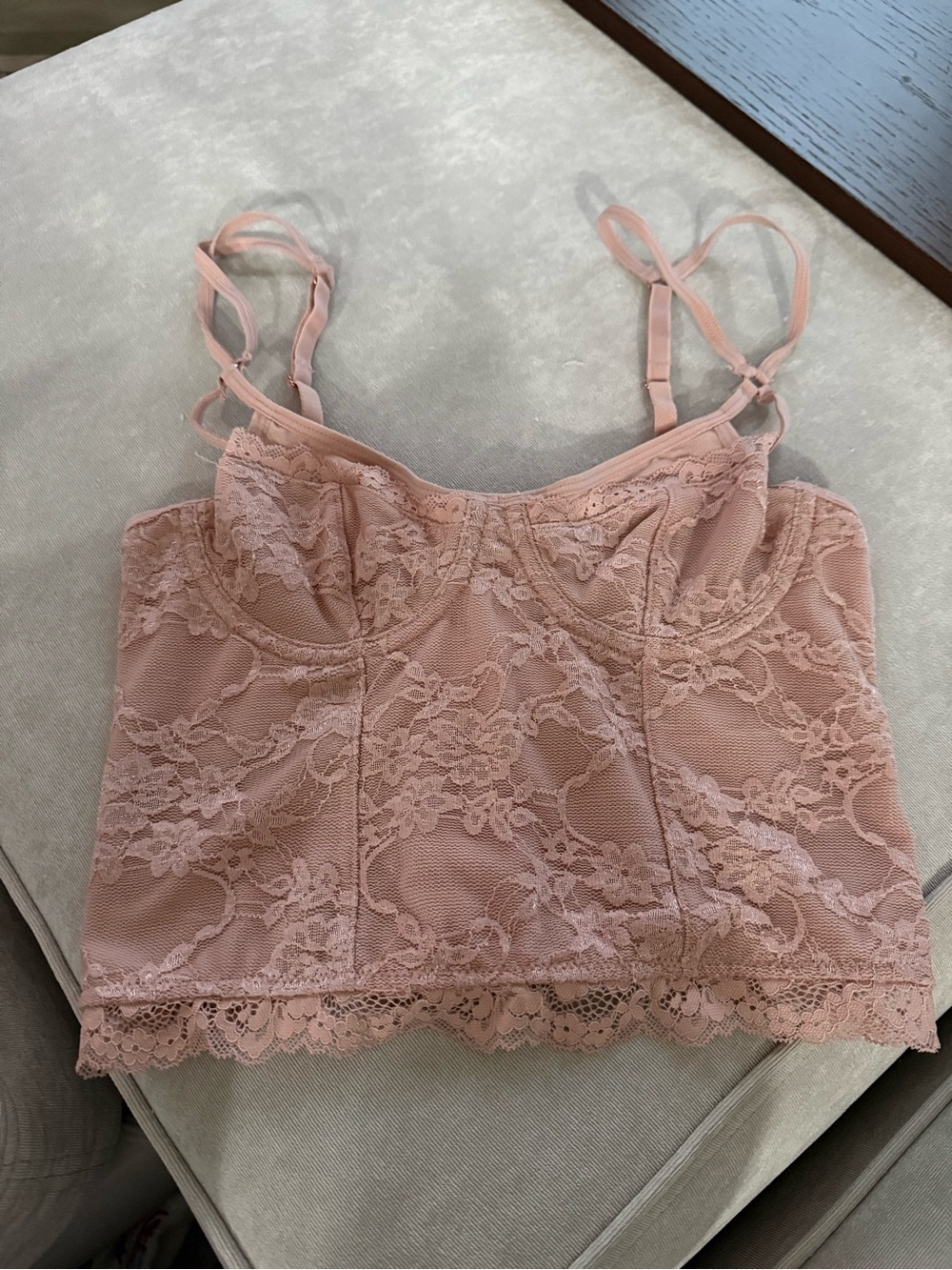 Out From Under- Lace Bralette Crop Top - Blush Pink